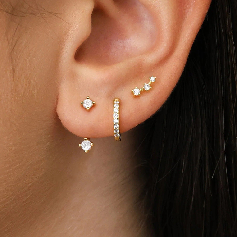 Copper Stud Earrings With Diamond Inlay