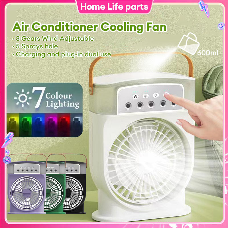 Portable 5-Spray USB Air Cooler & Humidifier with 7 LED Lights