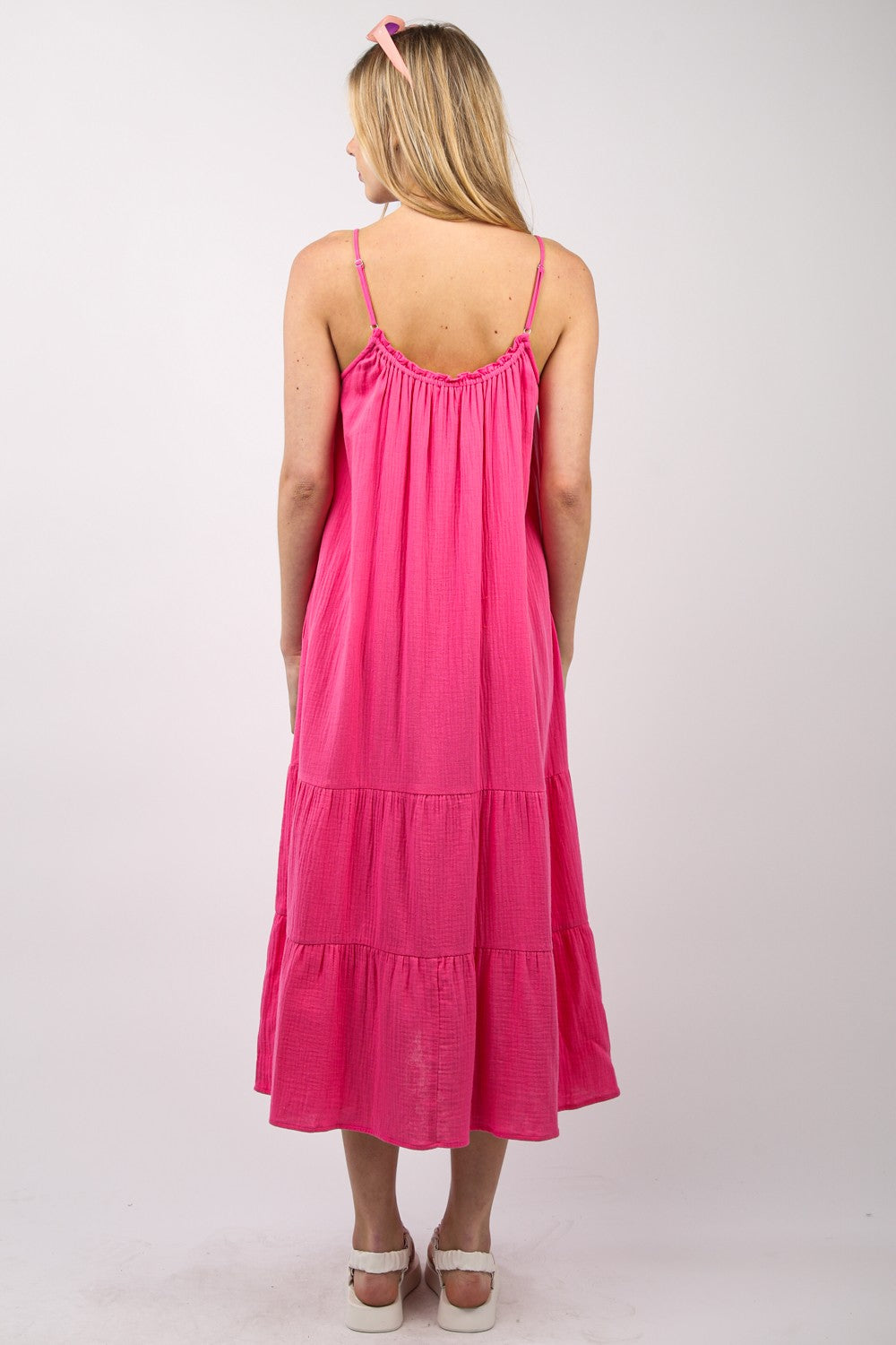 Ruffled A-Line Cotton Midi Cami Dress