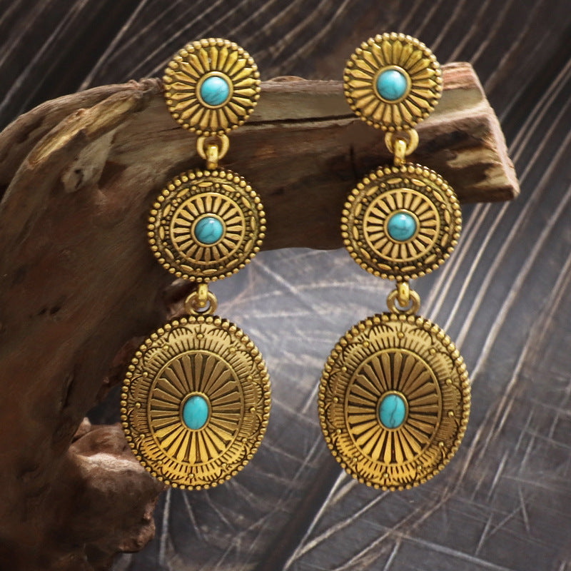 Retro Tassel Teardrop Long-chain Stud Earrings