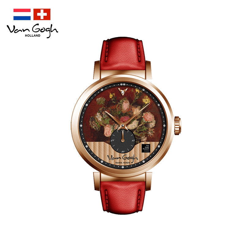 Van Gogh Small Seconds Hand Leather Strap Quartz Wrist Women's Watch