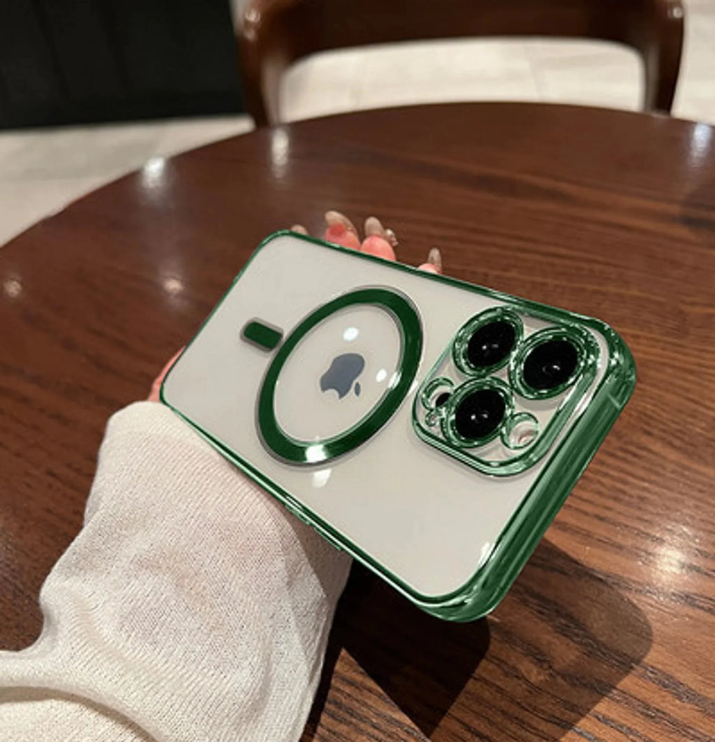 Luxury Plating Clear Magnetic Wireless Charger Case