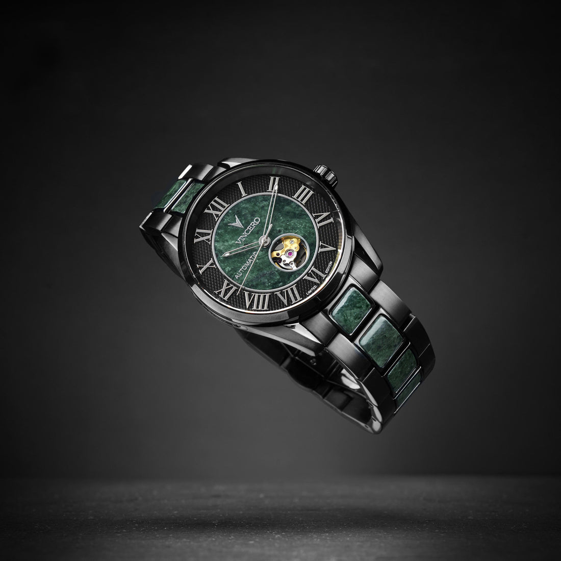 Marble Automatic Watch in Black Verde with 43mm Case