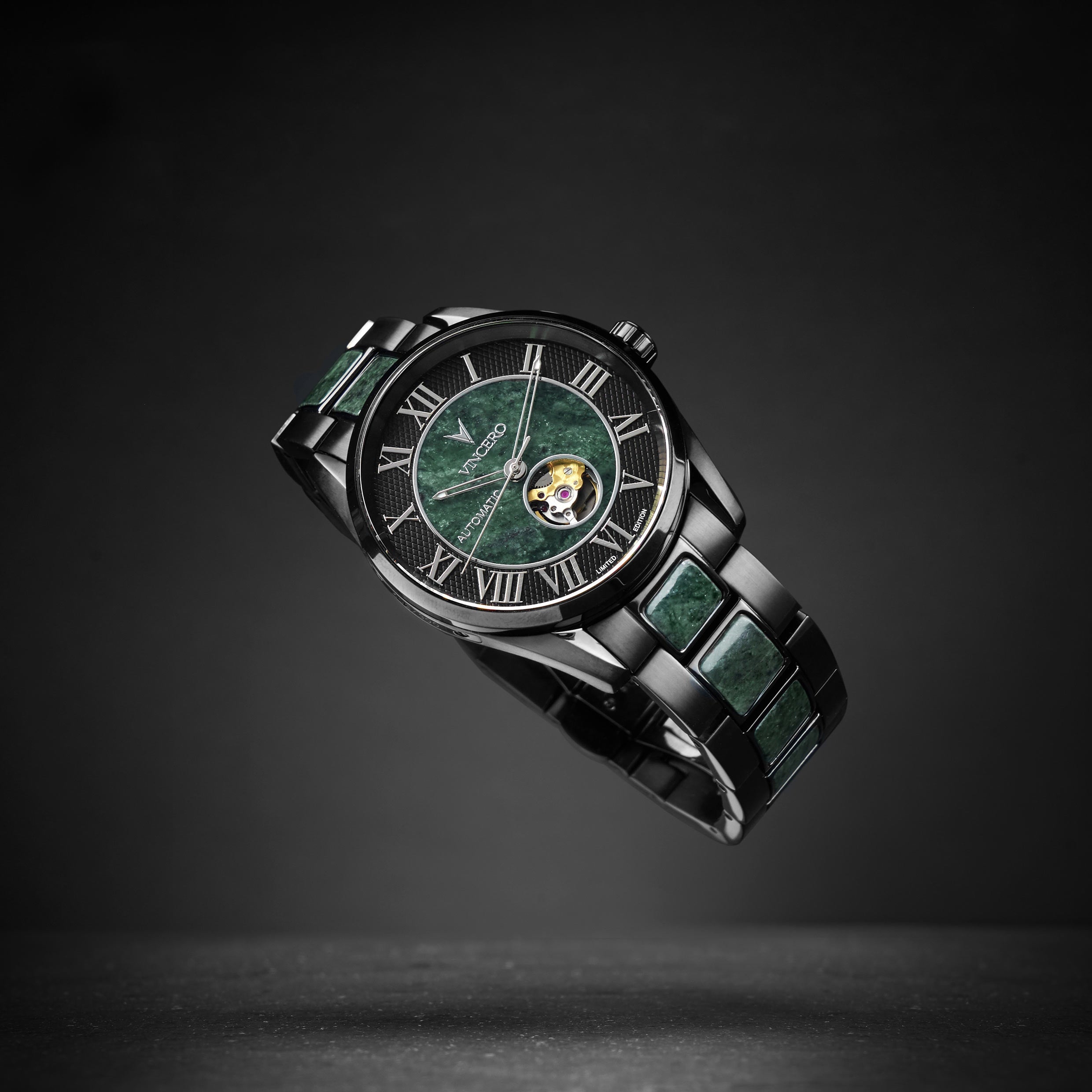 Marble Automatic Watch in Black Verde with 43mm Case