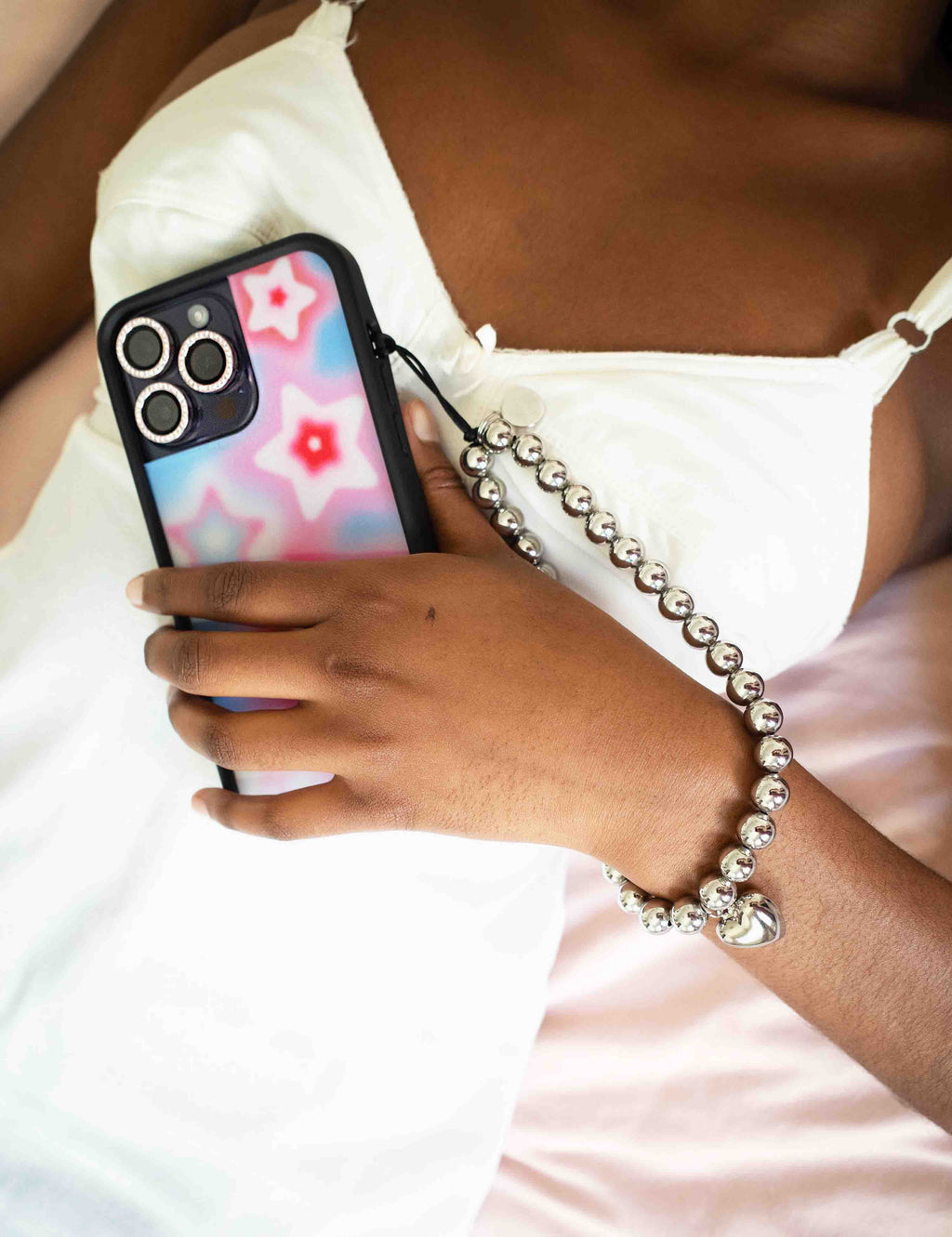 Chrome Heart Wristlet Beaded Phone Charm Strap - Image 7