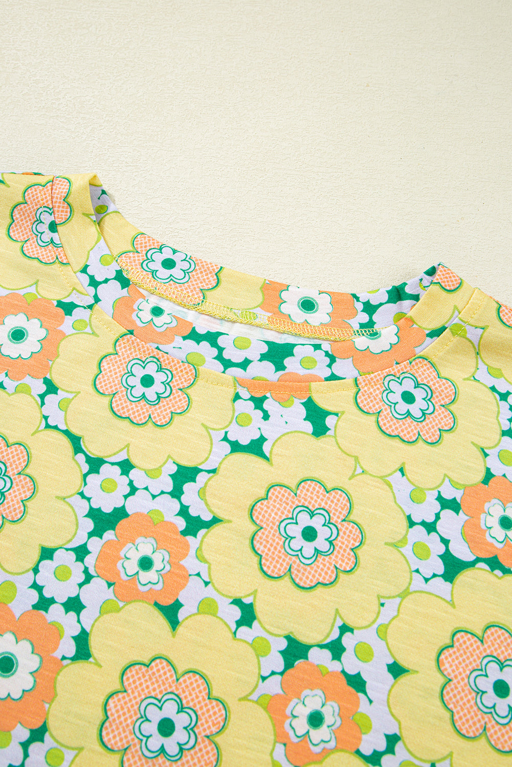 Yellow Flower Print Drop Shoulder Loose T Shirt | Summer Boho Tee