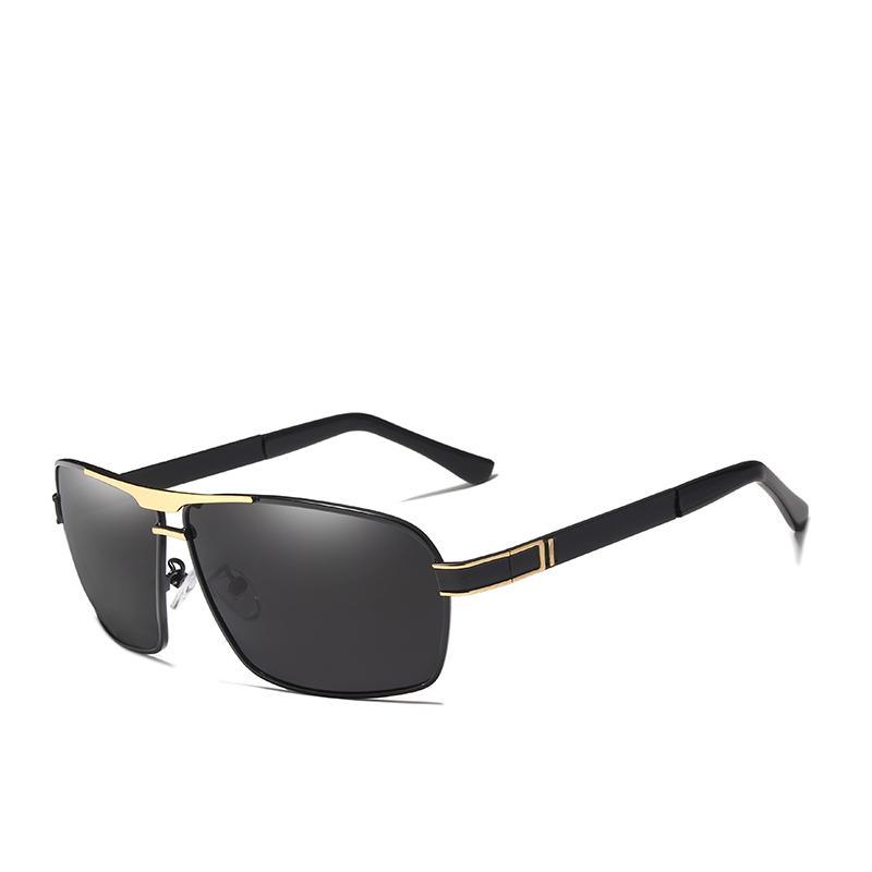 Classic Business Rectangular Polarized Metal Sunglasses UV400