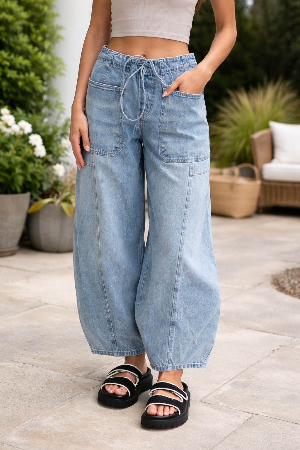 Bella Paperbag Waist Barrel Jeans
