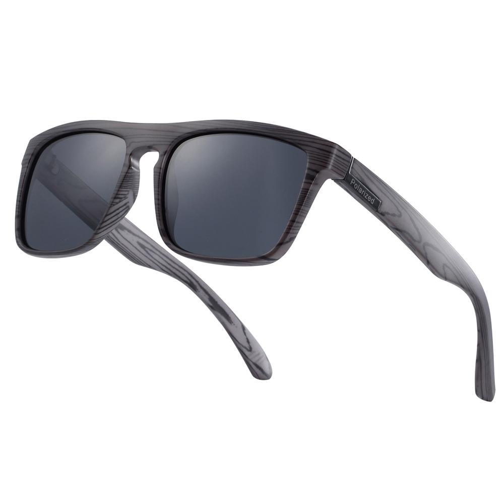 Polarized Retro Wood Grain Sunglasses Unisex UV400 Vintage Style