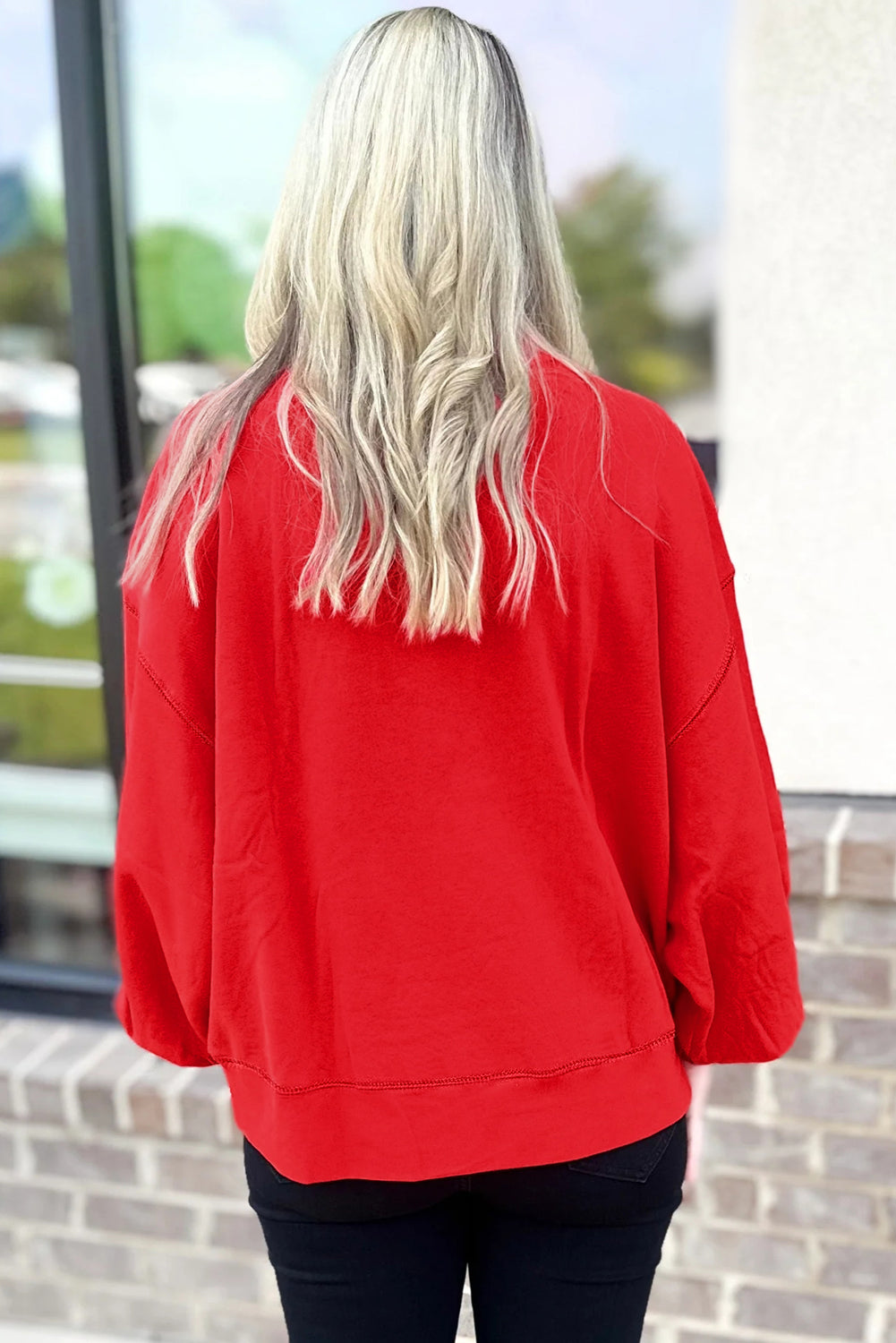 Fiery Red Glitter Graphic Sweatshirt - Georgia Dawgs