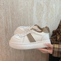 White Round Toe Platform Lace-Up Sneakers for Everyday Style