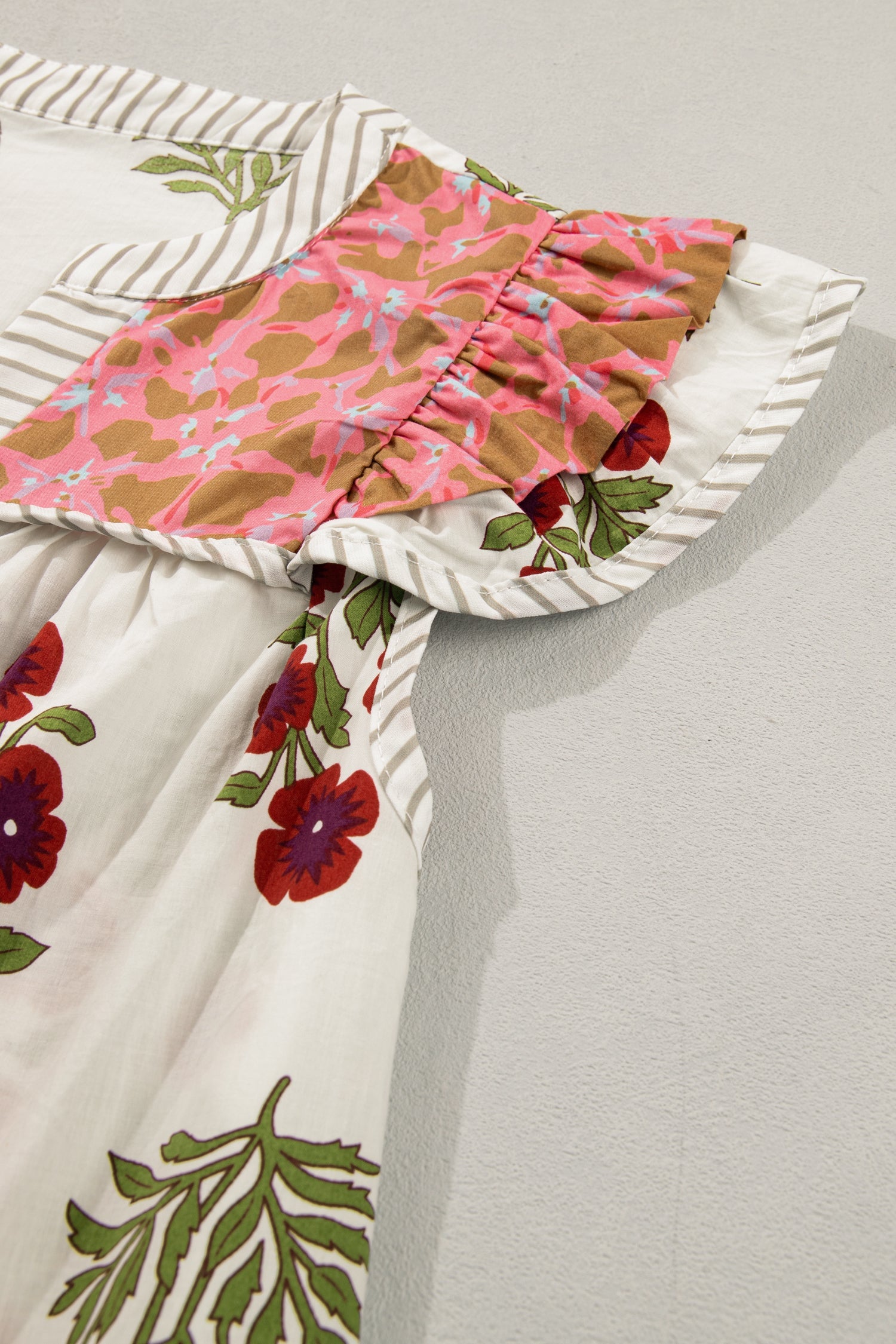 Zora Trim Flutter Cotton Blouse Floral Shift Top