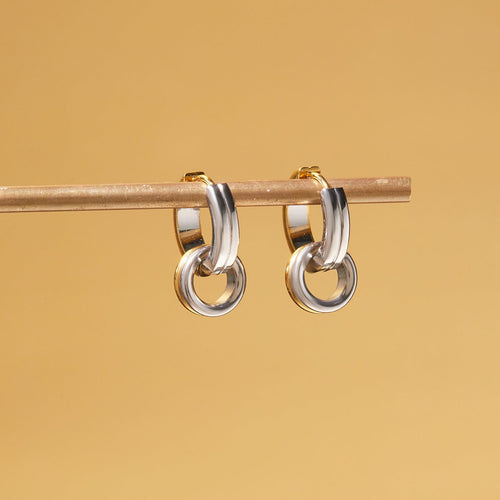 18K Gold Double Crossover Hoop Earrings - Minimalist Luxury