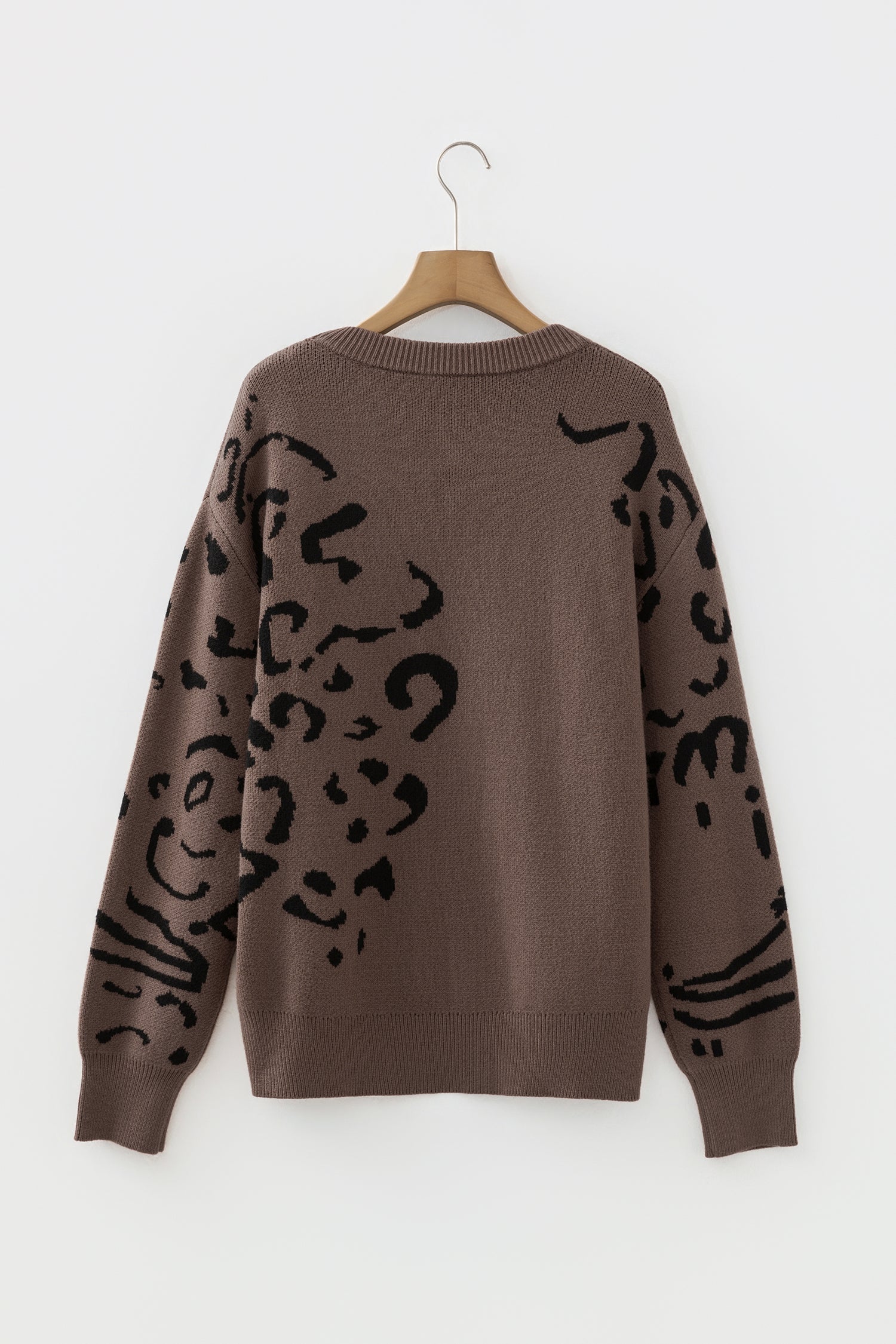 Leopard Asymmetric Drop Shoulder Sweater