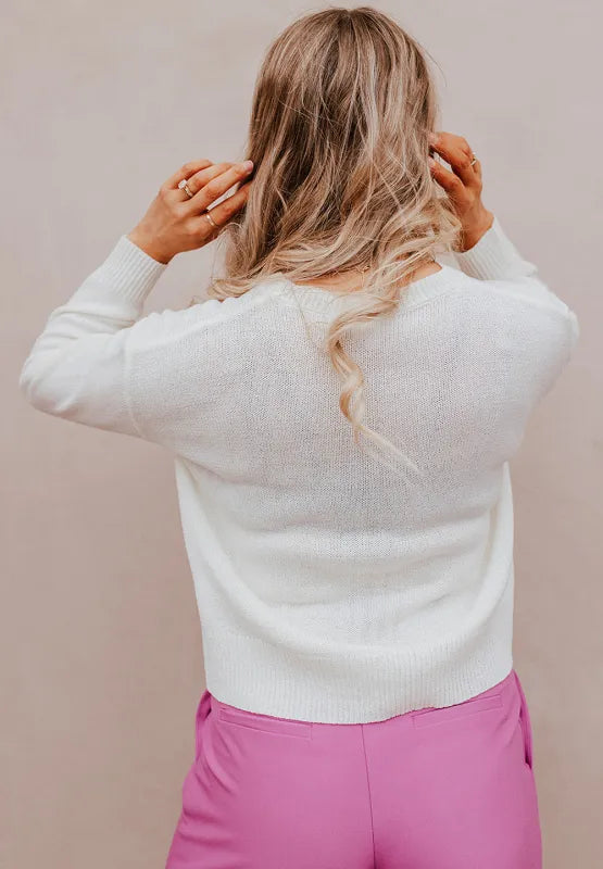 XOXO Heart Graphic Drop Shoulder Sweater in Pink and White - Image 14