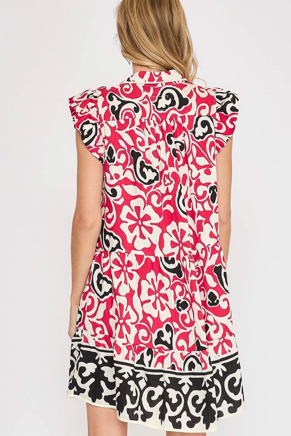 Floral Ruffled Cap Sleeve Tiered Dress – Bohemian Cotton Dress