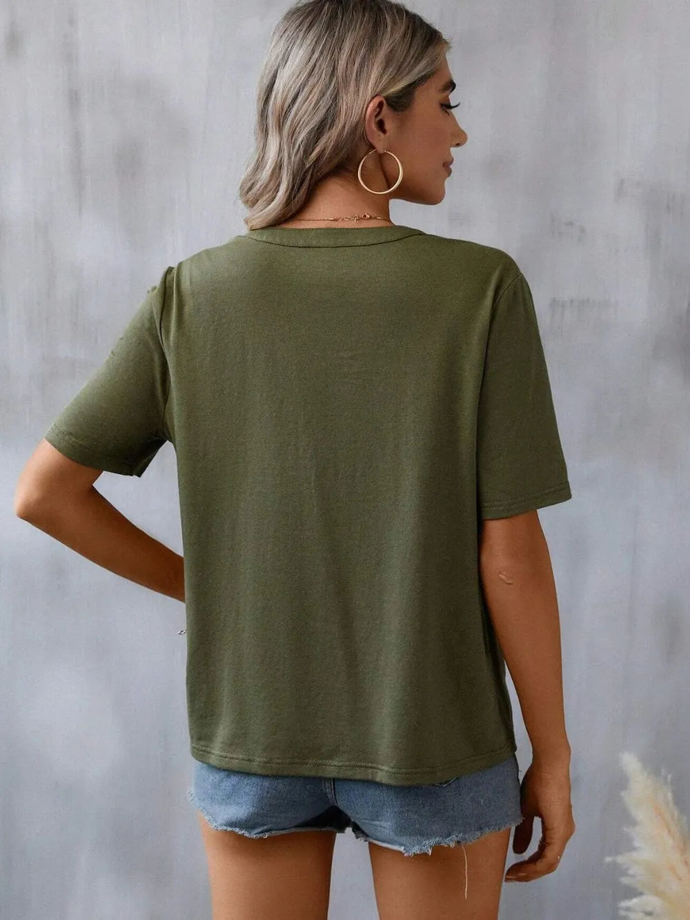 Boho Floral Embroidered Notched V-Neck Lace Trim Top