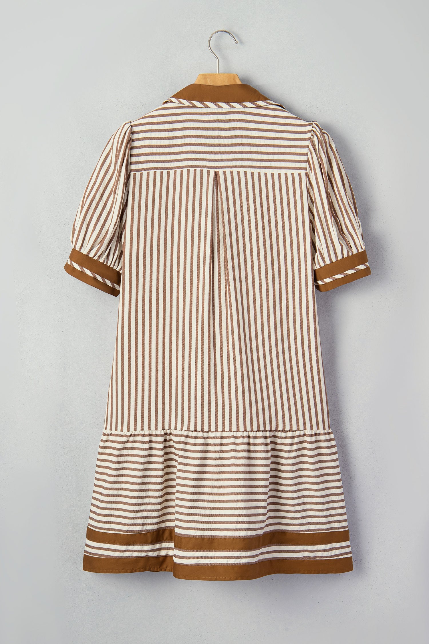 Annabelle Stripe Shirt Dress: Cotton V-Neck Casual Shift Dress