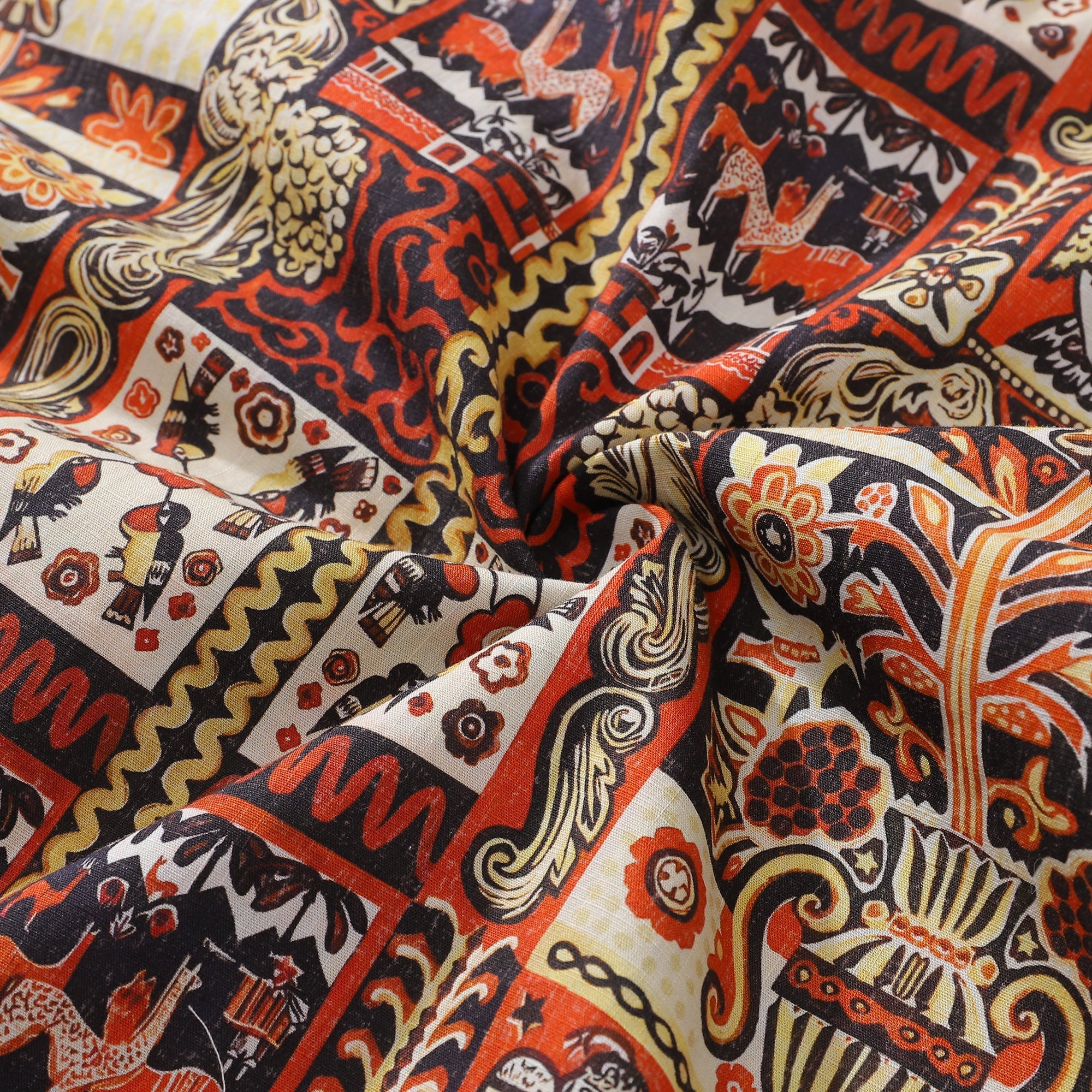 Mystical Totem Print Short Sleeve Cotton Aloha Shirt