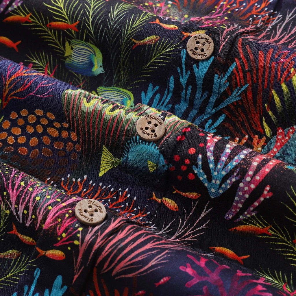 Mens Hawaiian Shirt Short Sleeve Fish Shirt Coral Reef Cotton Beach Shirt Magical World Coral Reef By Uta Krogmann