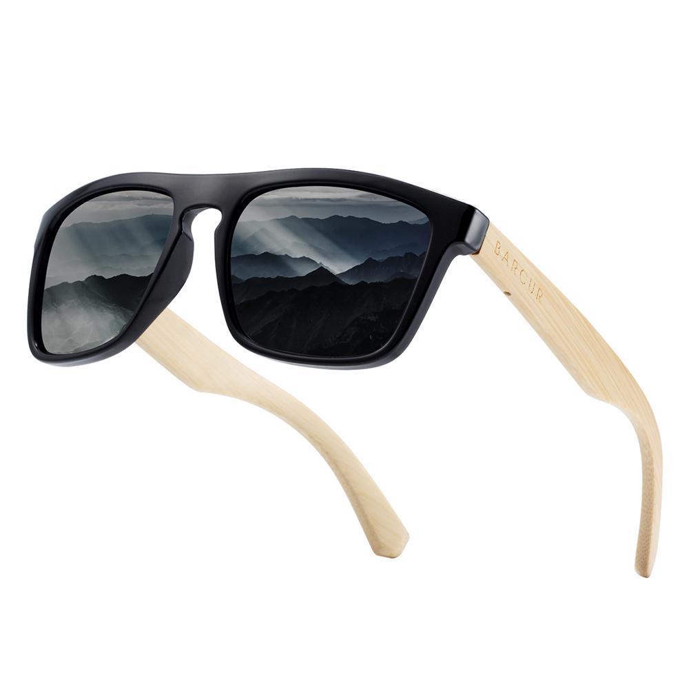 Handcrafted bamboo wood sunglasses with polarized lenses and retro design