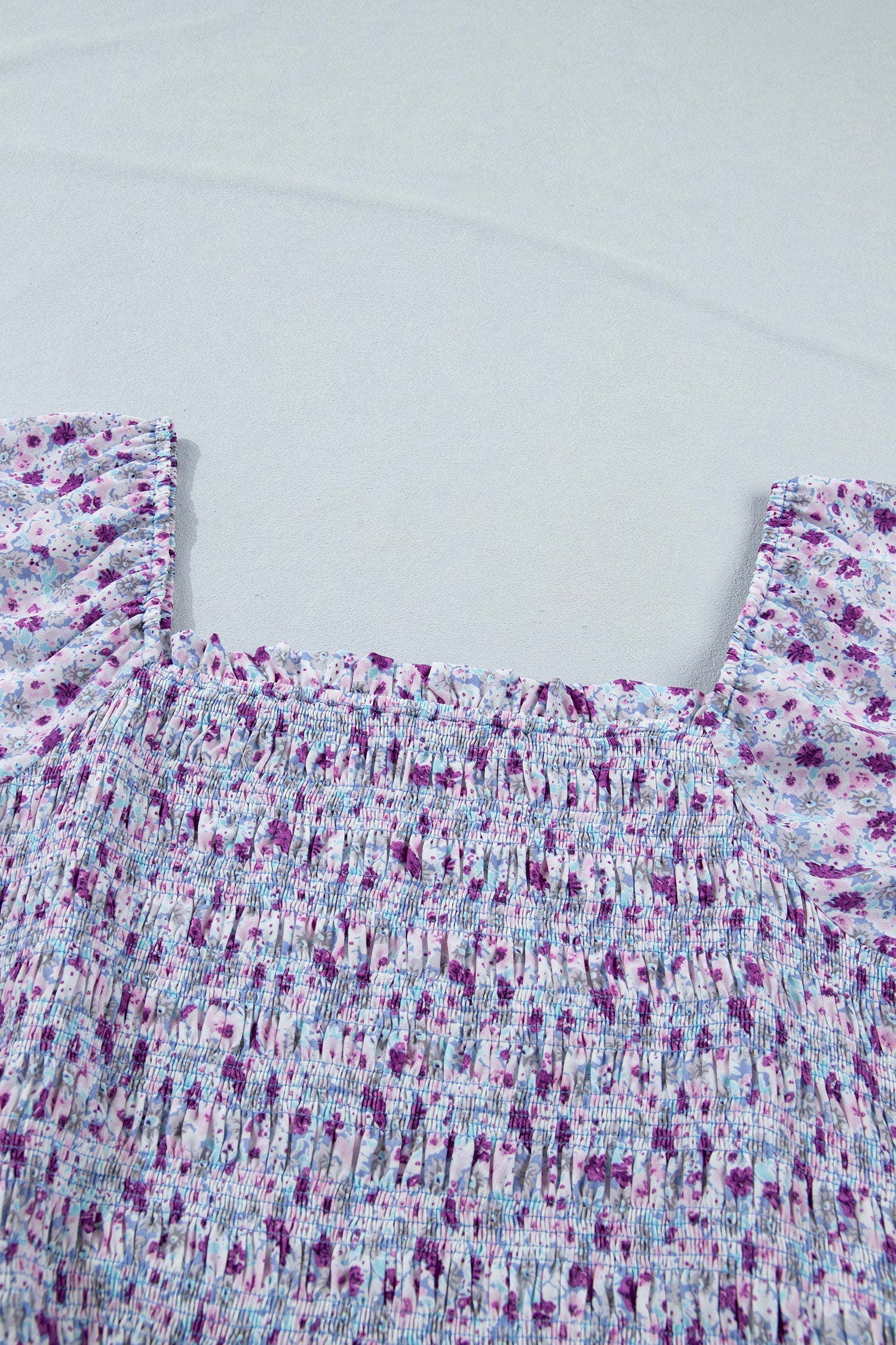 Kelsey Square Smocked Maxi Dress with Puff Sleeves and Floral Print