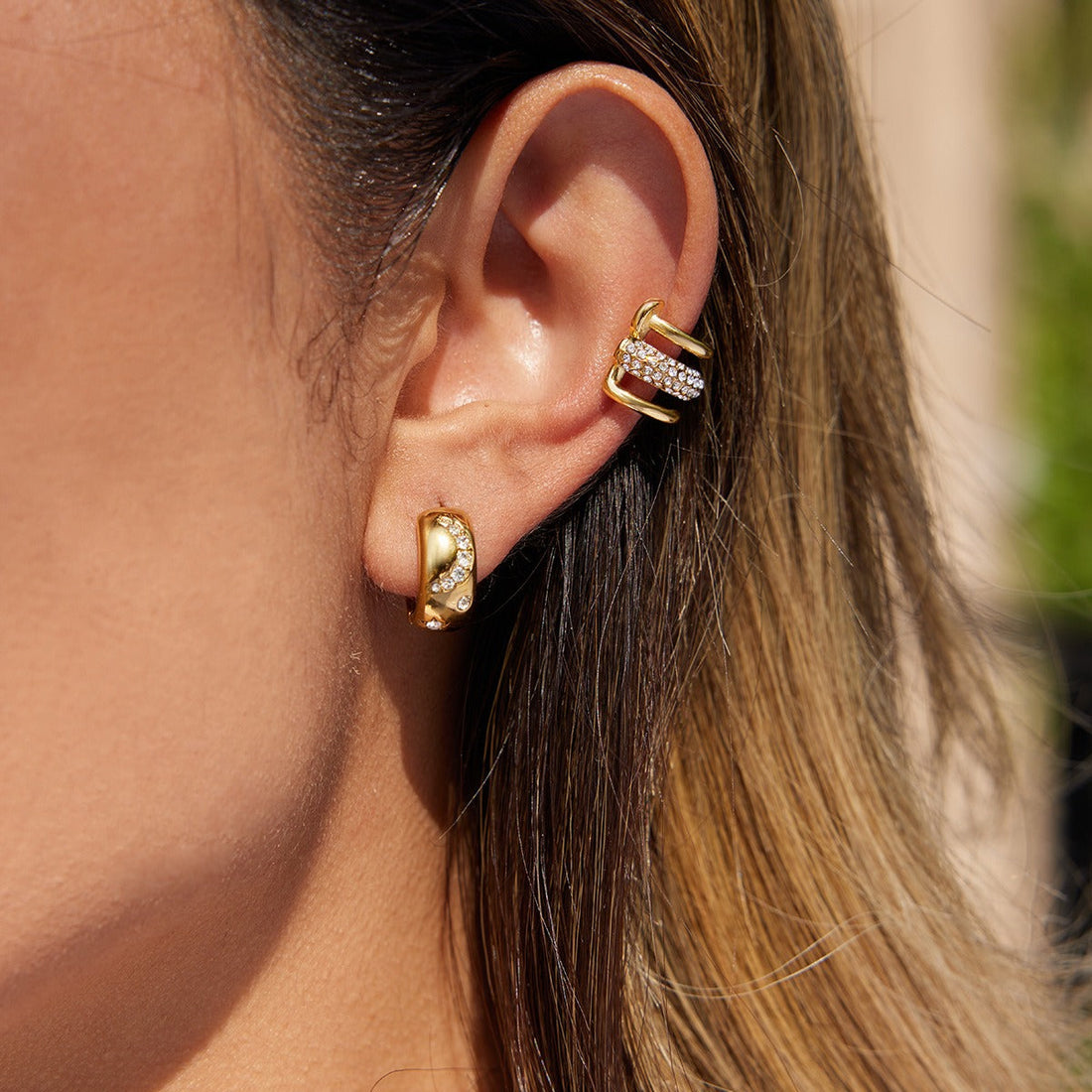 Vera Lux 18K gold nail earrings with cubic zirconia inlay