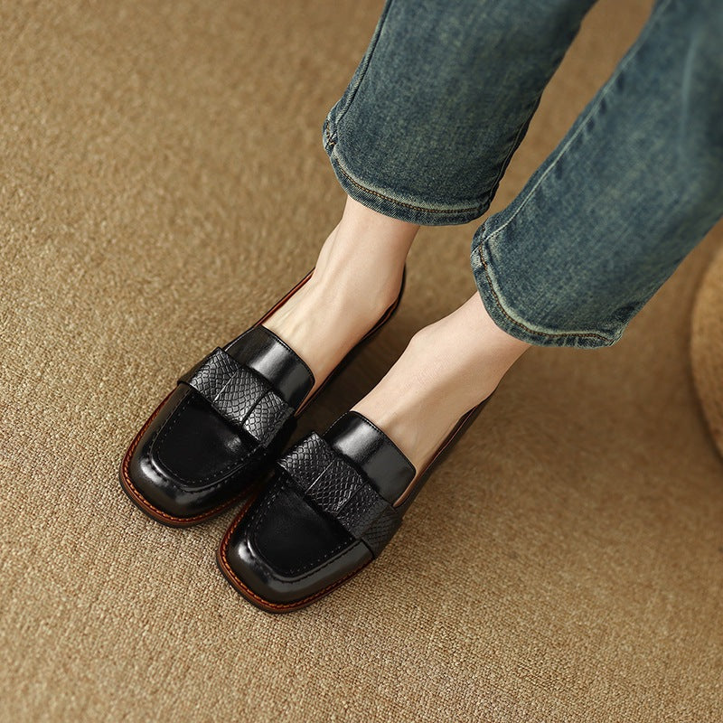 Women Brown Square Toe Chunky Heel Pumps with Decorative Bow - Image 5