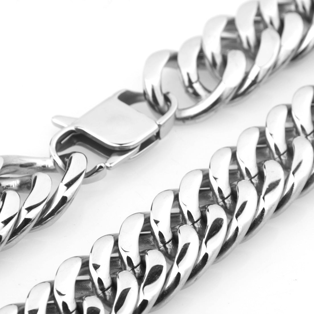 Mens Steel-colored Double-weave Stainless Steel Titanium Necklace