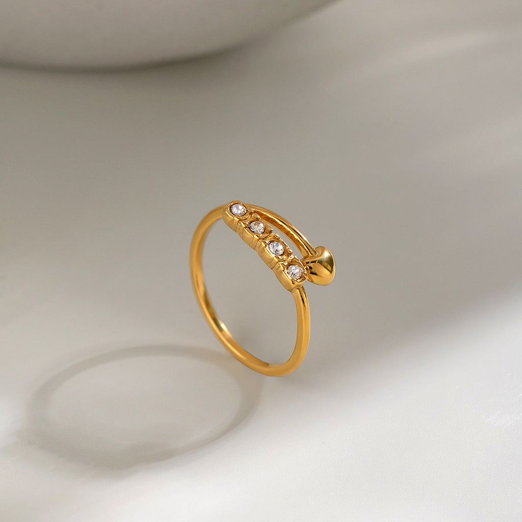 Fashionable Heart-shaped Ring With Diamonds