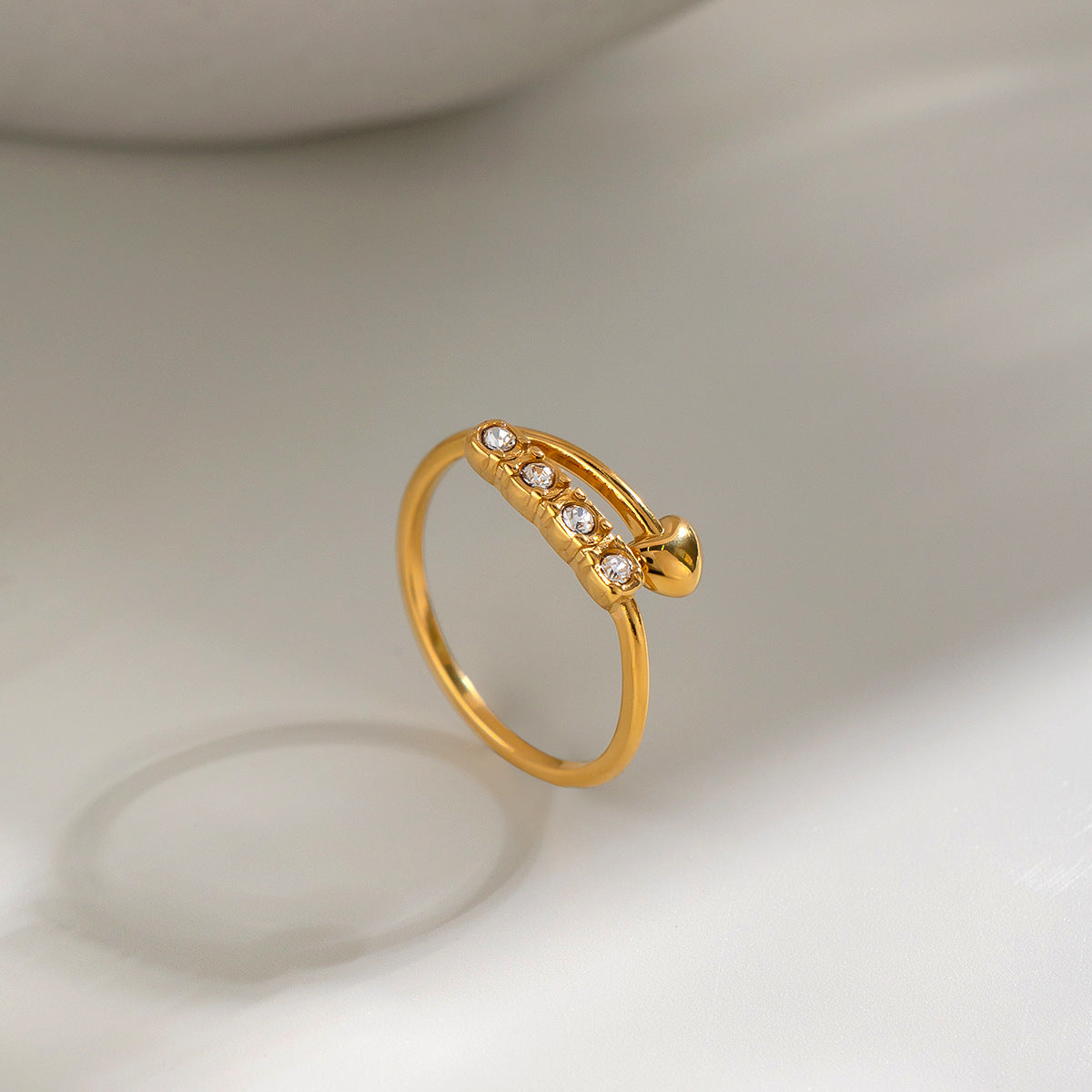 Fashionable Heart-shaped Ring With Diamonds