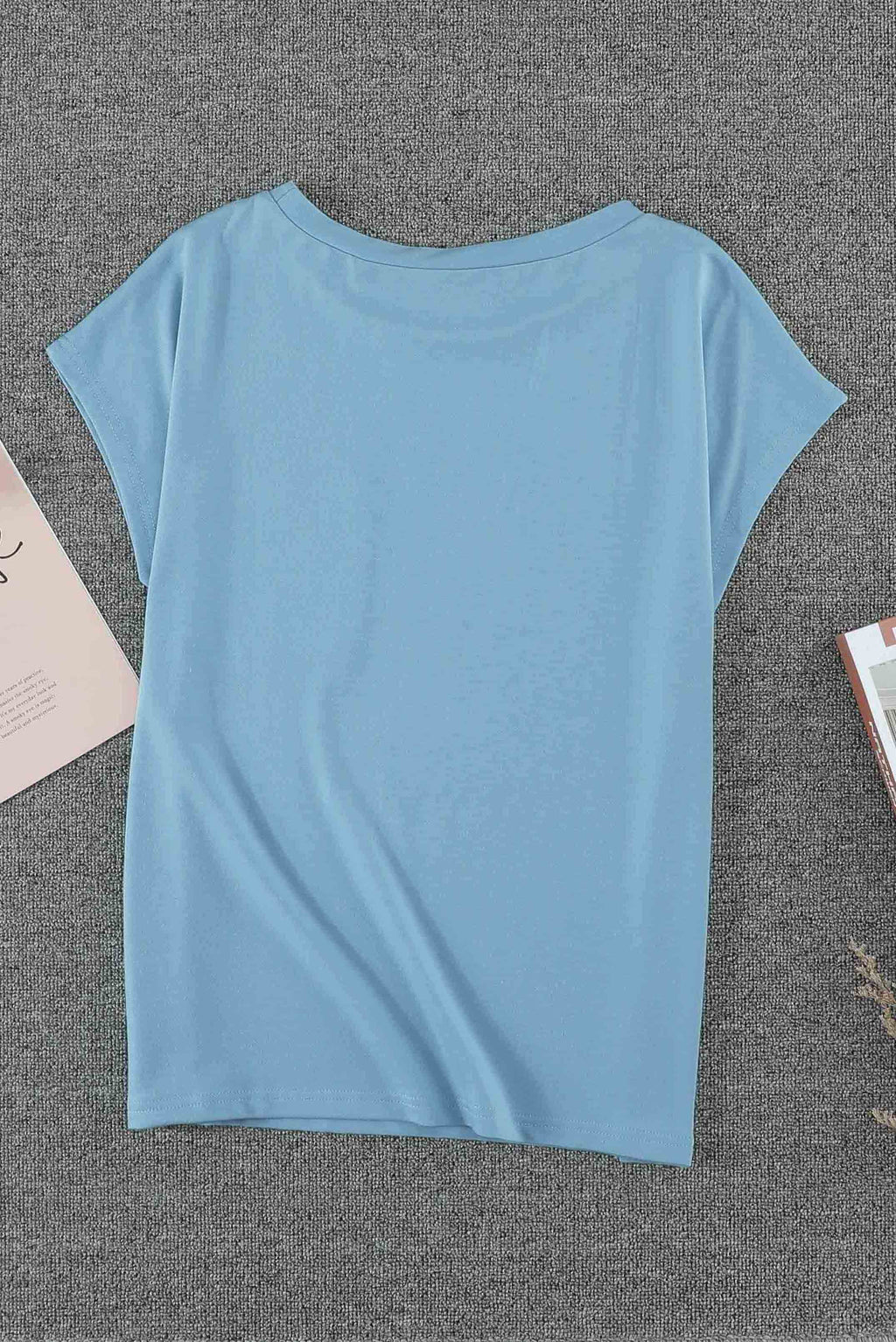 Light Blue Solid Short Sleeve T-Shirt with Patch Pocket