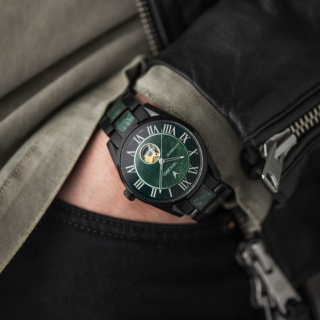 Marble Automatic Watch in Black Verde with 43mm Case