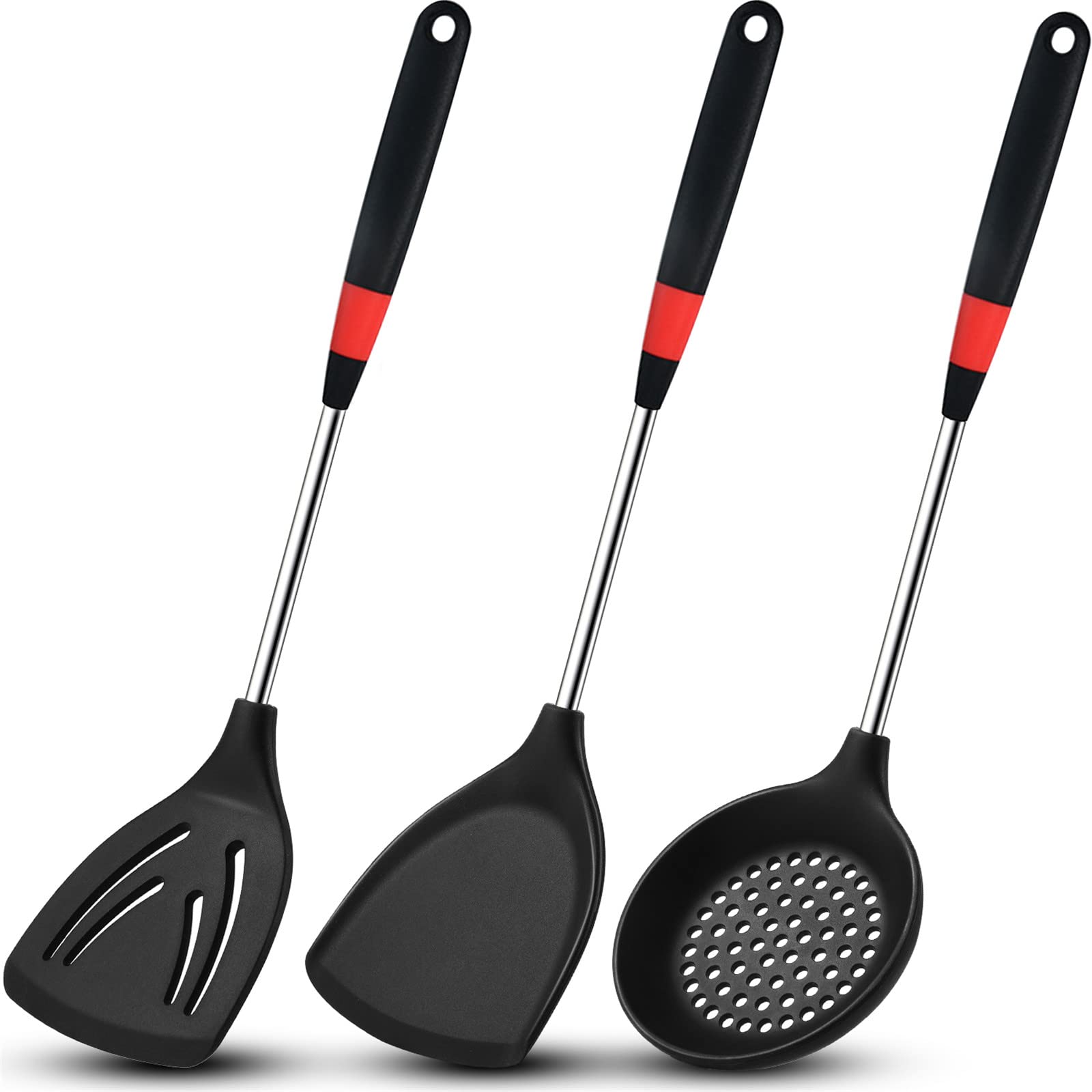 3-Piece Silicone & Stainless Steel Kitchen Turner Spatula Set