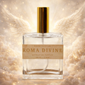 Luxury bottle of Roma Divine unisex extrait de parfum with mint and vanilla scent profile.