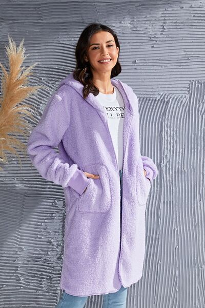 Red Hooded Teddy Bear Jacket with Thumbholes Cozy Outerwear