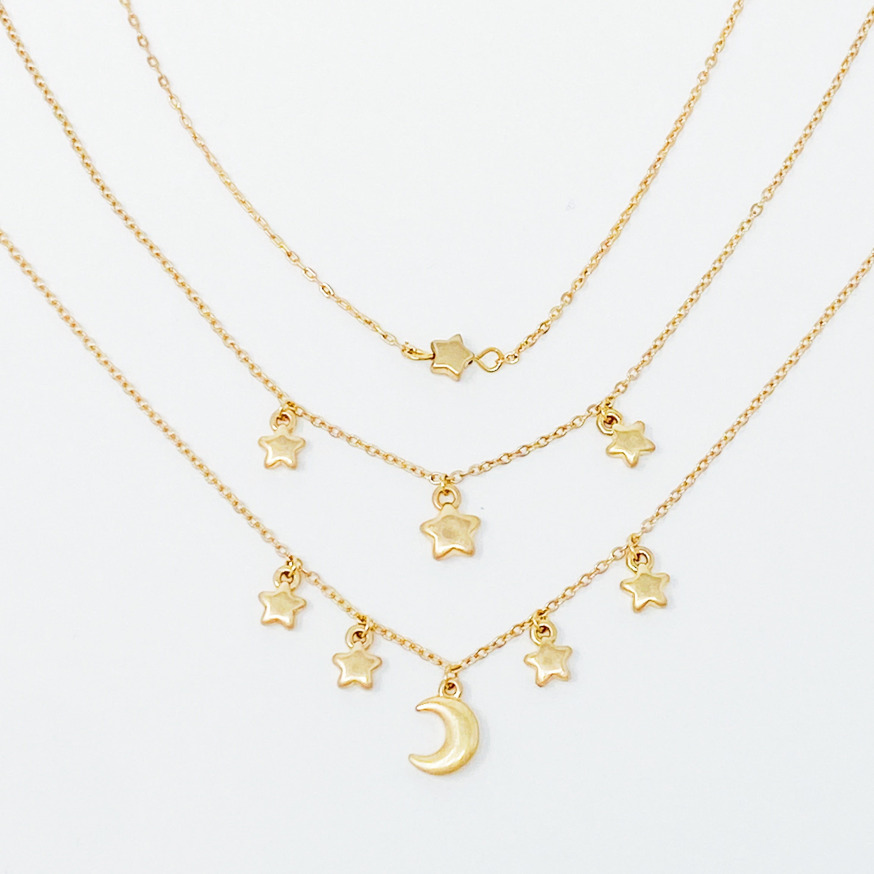 Starred Up Chain Anklet, Set of 3