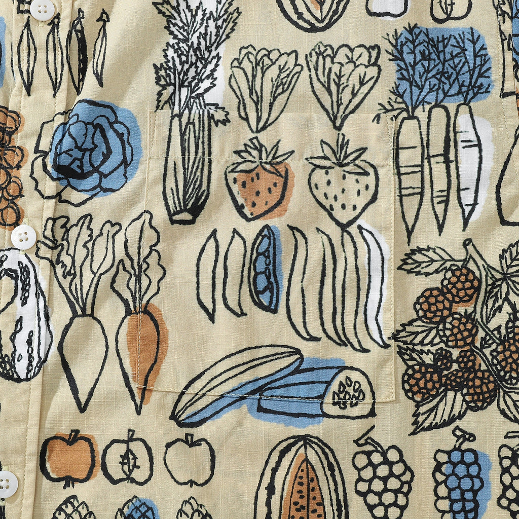 1980s Vintage Vegetable and Fruit Print Hawaiian Shirt