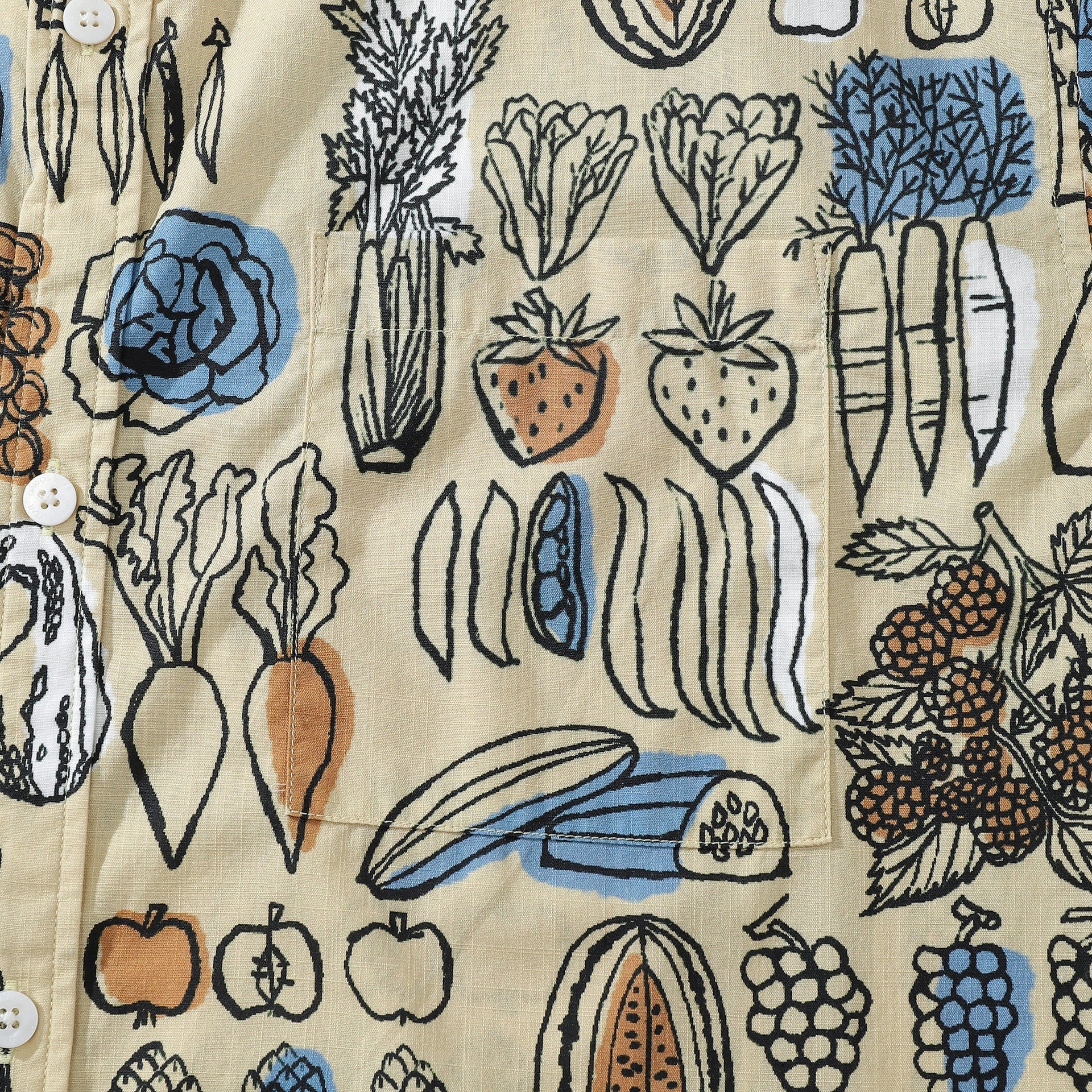 1980s Vintage Vegetable and Fruit Print Hawaiian Shirt