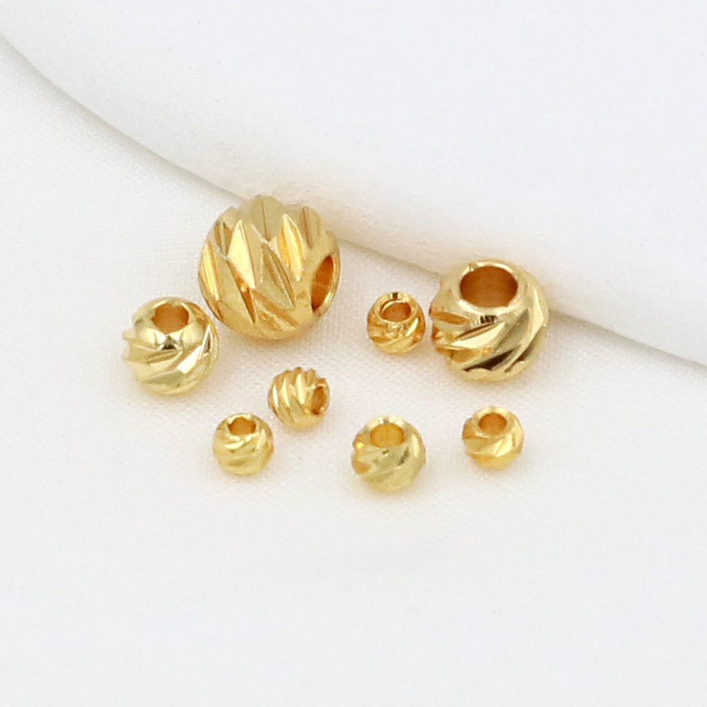Copper-plated 18K Gold Beveled-cut Filigree Round Spacer Beads