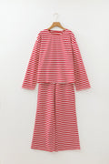 Stripe Drop Shoulder Top and Pants Lounge Set