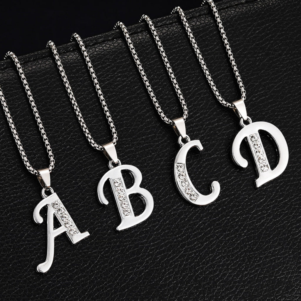 26 Diamond-Encrusted English Alphabet Necklaces