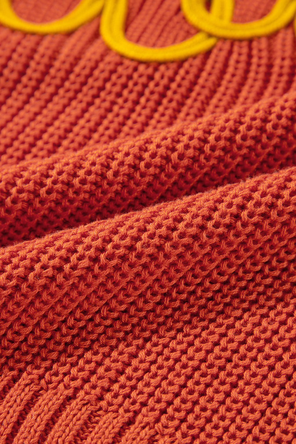 Women's Long Sleeve Crew Neck Knit Sweater in Vibrant Orange