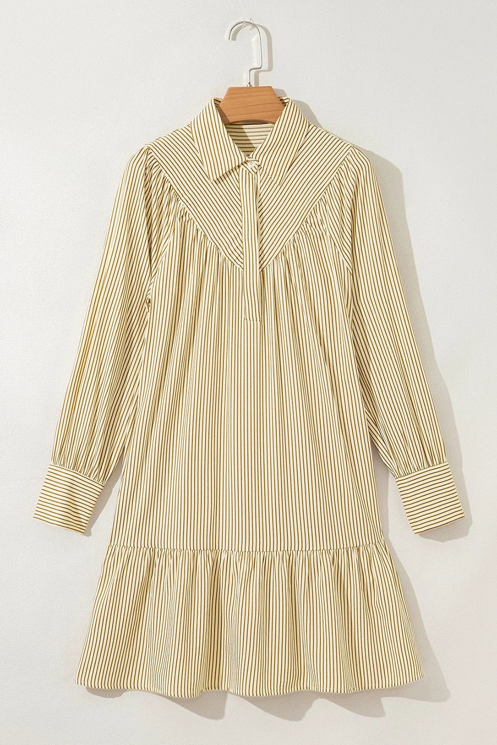 Stripe Collared Cuff Long Sleeve Mini Dress