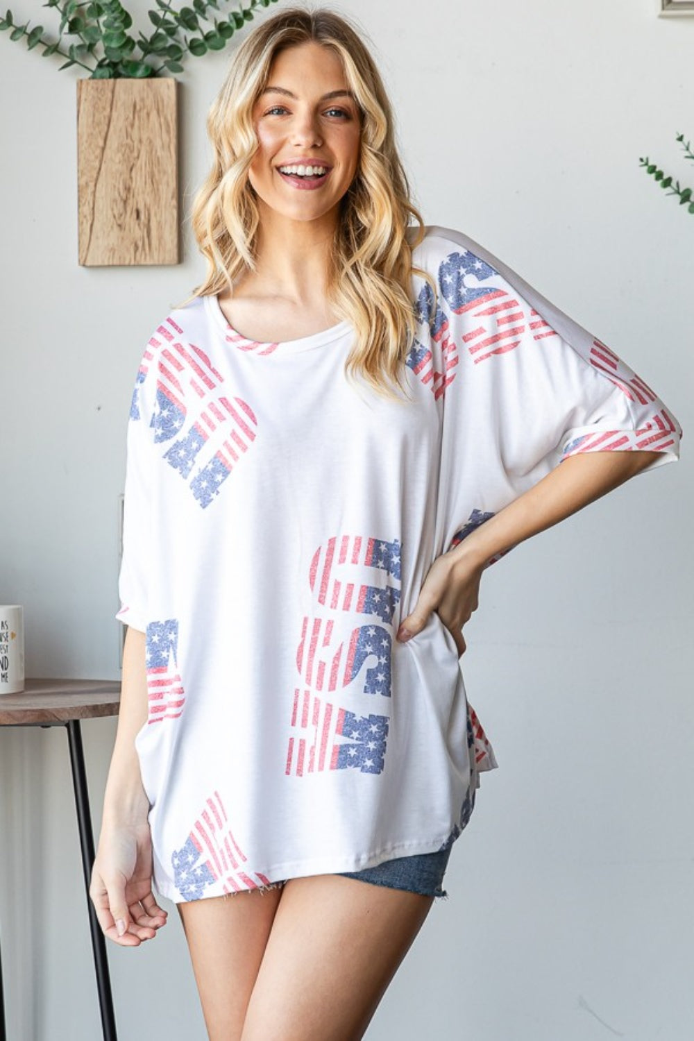 Women Letter Graphic Round Neck Short Sleeve Casual T-Shirt Top - Image 4
