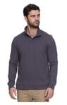 French Terry Mock Neck Pullover in Charcoal - Long Sleeve Sweater