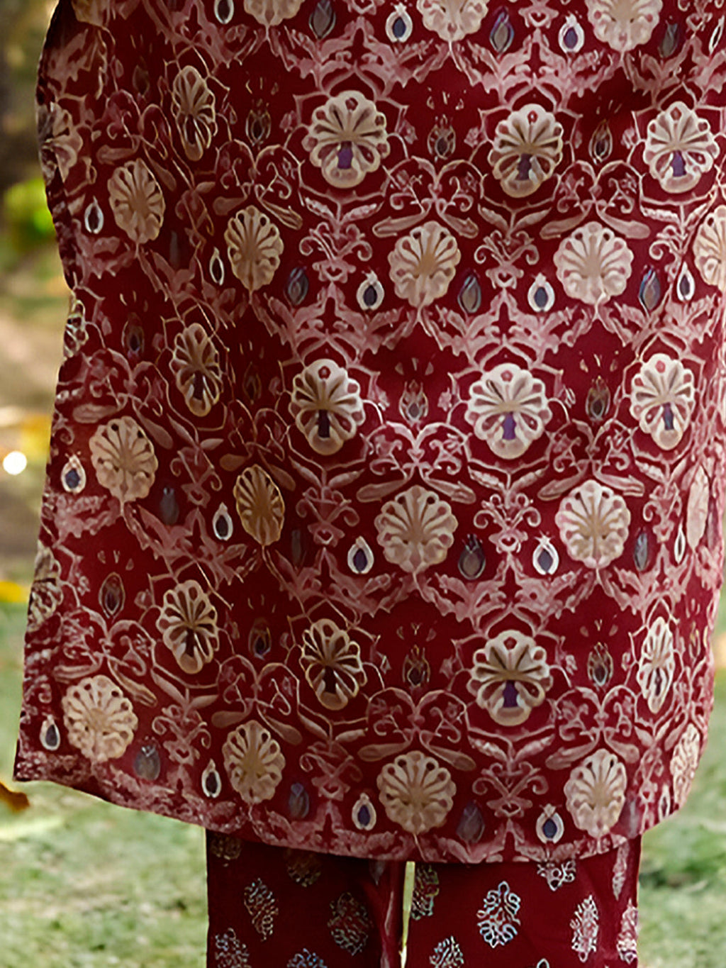 Premium Luxury Hand Embroidered Floral Kurta Set with Lace