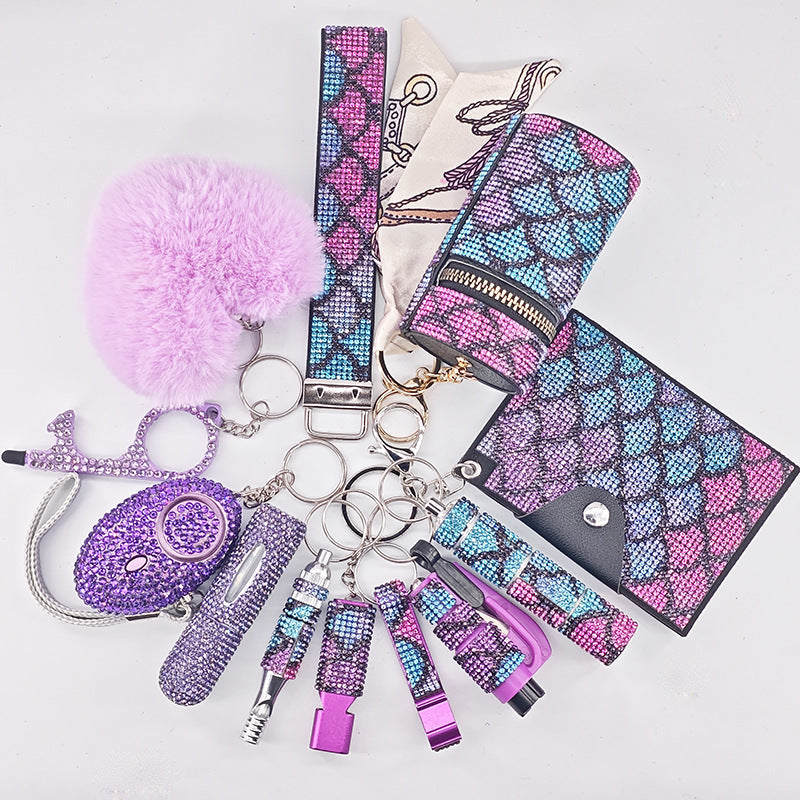 12-Piece Multifunctional Keychain Set – Glamorous Suitcase Charms