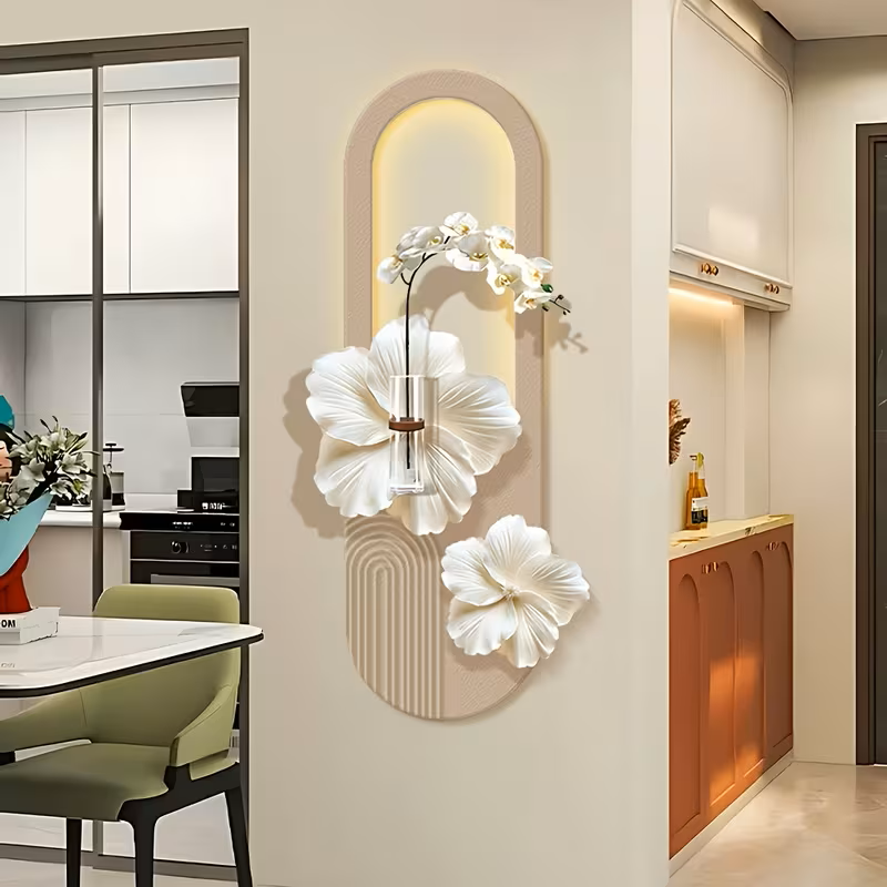 3D Flower Sandstone Wall Art Sculpture with Lights