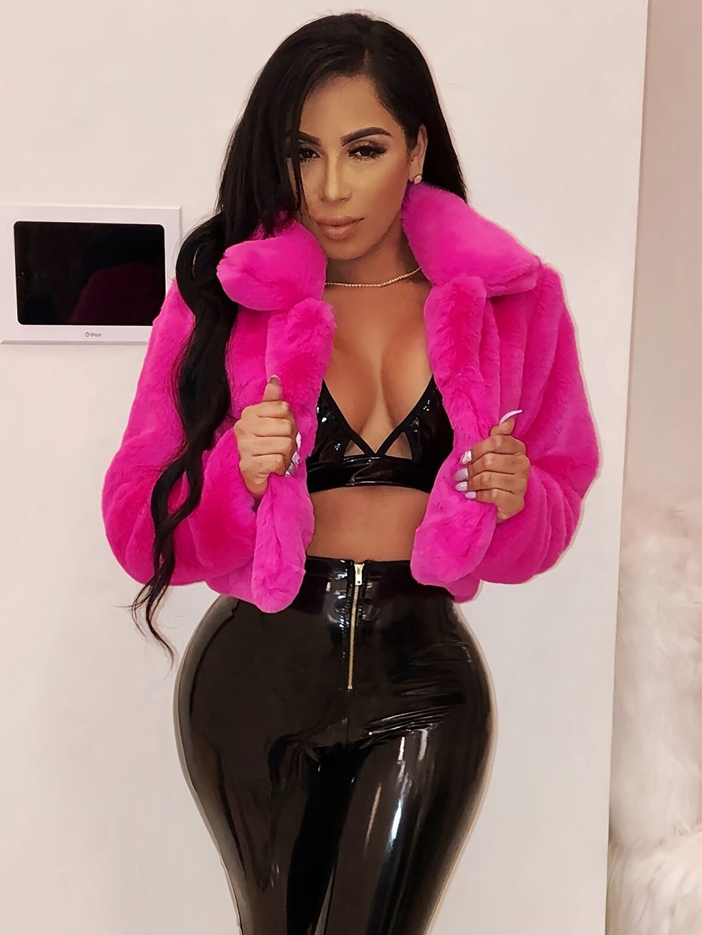 Cozy Chic Faux Fur Collar Cardigan Jacket